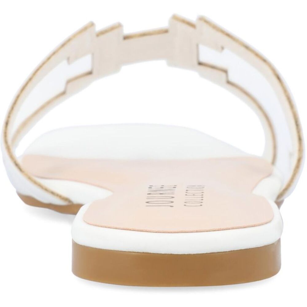 Journee Collection Womens Jamarie White Faux Leather Slide Sandals Shoes NWT - Picture 2 of 3